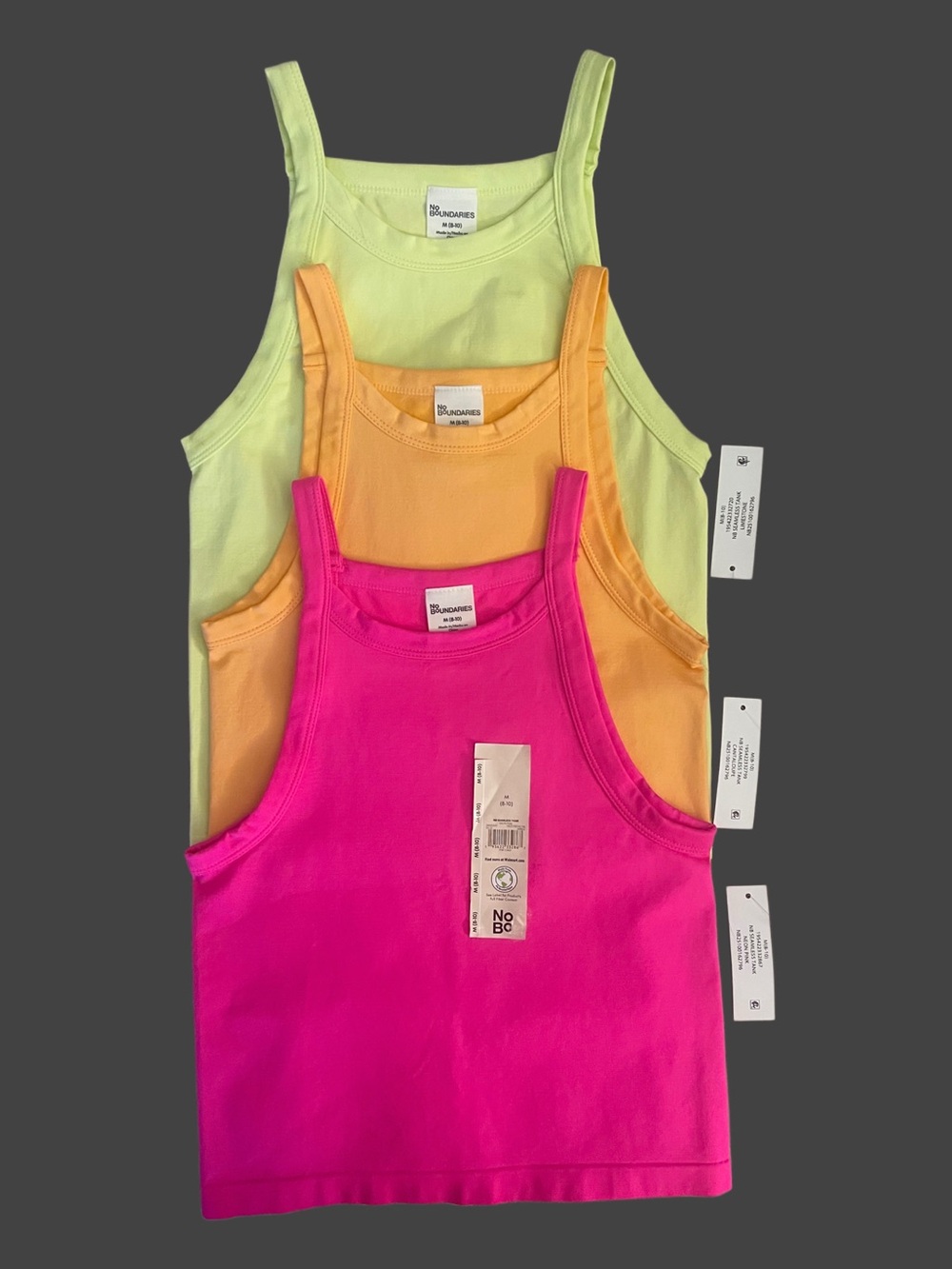 No Boundaries Girls Tank Tops - Hot Pink, Bright Orange, Lime